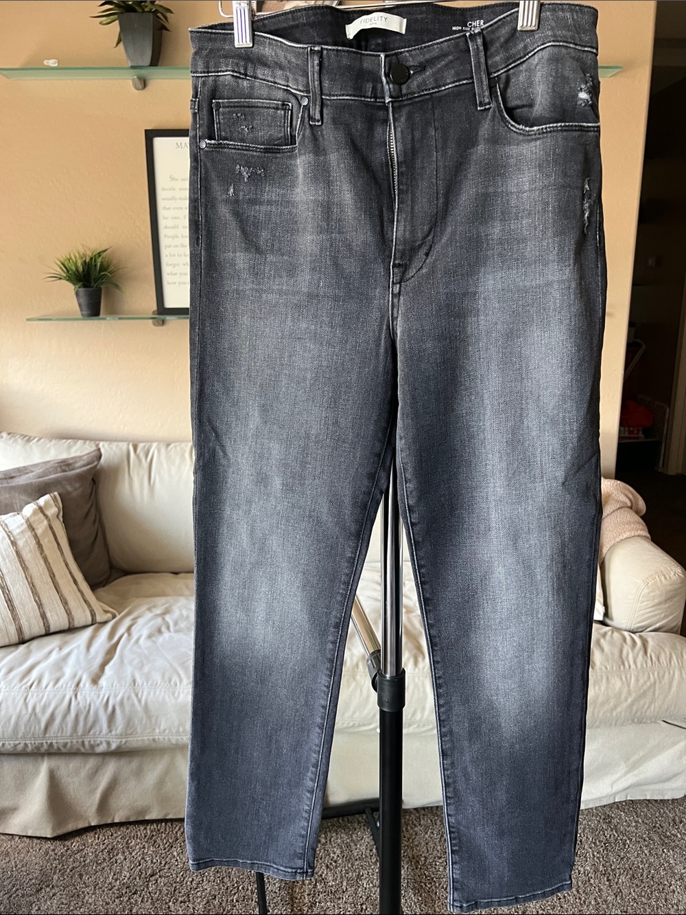 Fidelity Women's Straight Leg Jeans in Washed Black